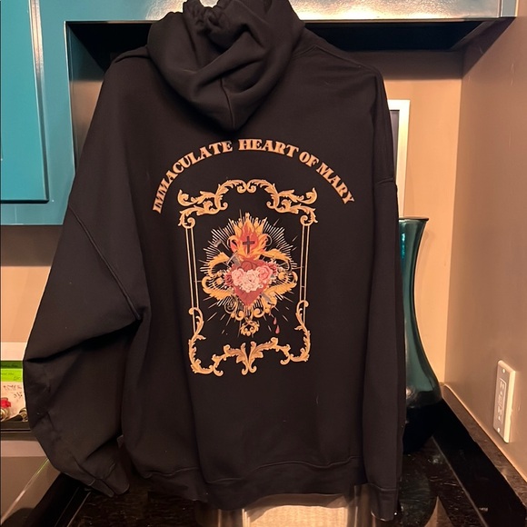 Gildan Tops - Gildan Black Hoodie with The Immaculate Heart of Mary Design